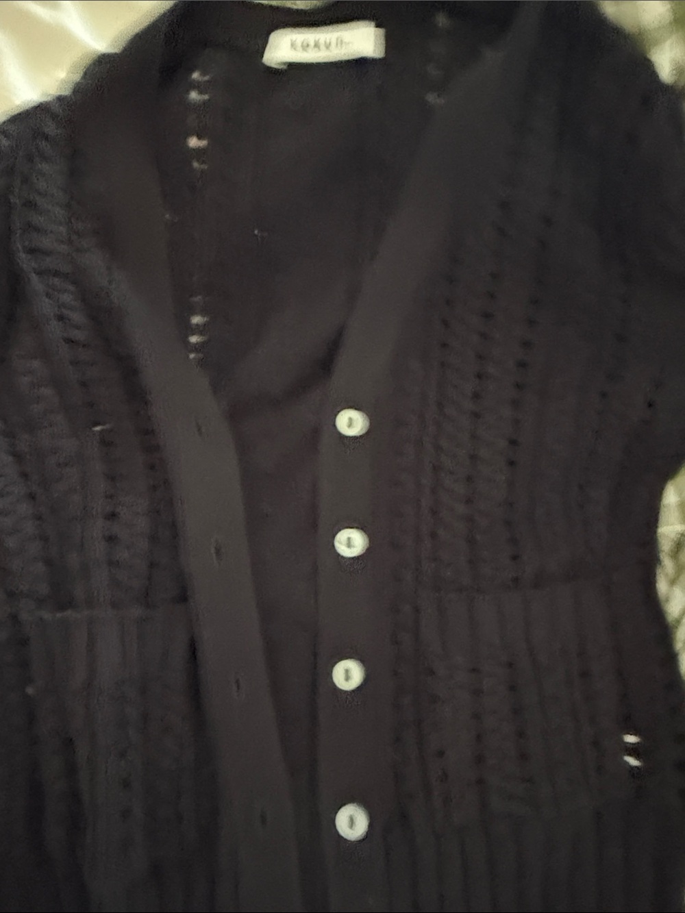 KUKON Knot & Thread Black Button-Up Knit Cardigan